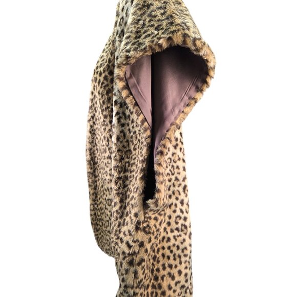 Vintage Leopard Print Faux Fur Vest With Satin Lining Appears Hand Sewn One Size - Picture 2 of 14